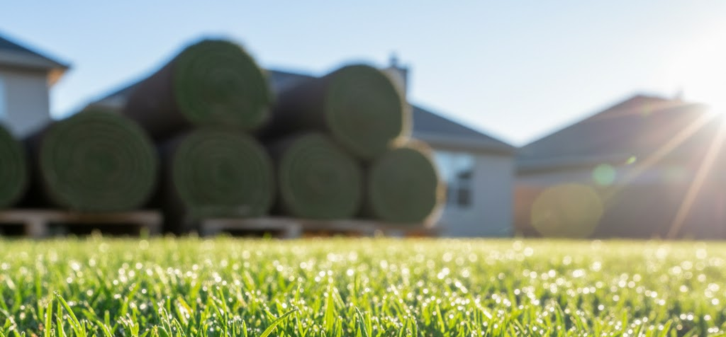 Backyard landscaping and outdoor living space in Buffalo, NY after a 716 Lawn Care sod installation project